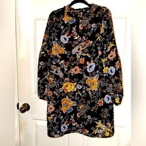 Brave Soul London sheer boho floral layer long sleeve dress S spring vacation